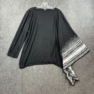 Misook Sweater Poncho Women's Large Black Asymmetrical Sleeves Silk Blend